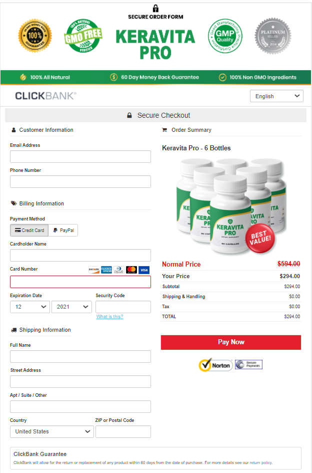 Keravita Pro - Secure Order Page